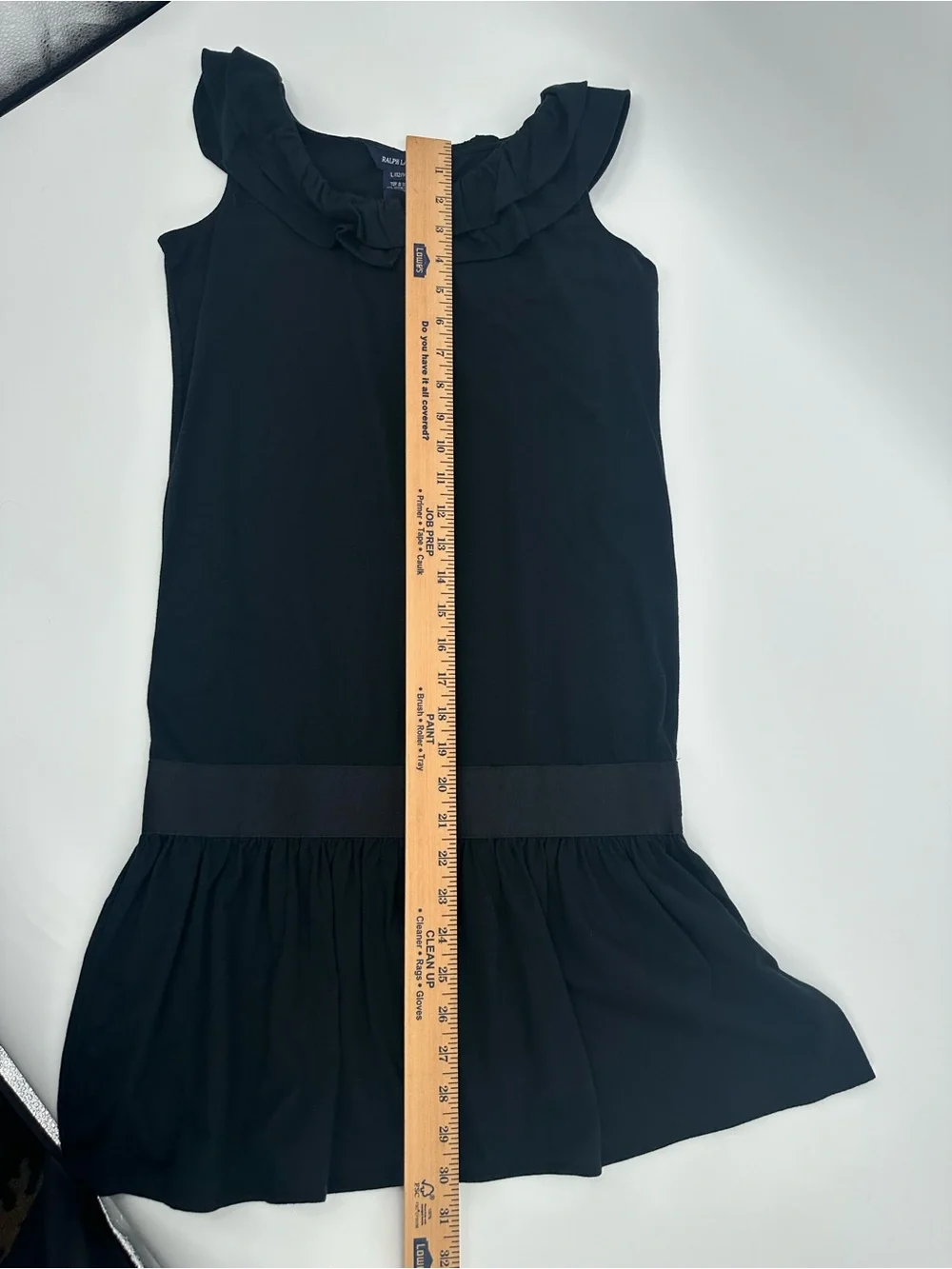 Ralph Lauren Girls Black Ruffle Hem Dress Size Large 12-14 Sleeveless 1298